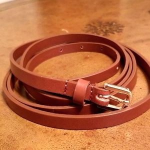 NEIMAN MARCUS whipp leather wrap belt cognac brown 70inch wraps2 xs 3xs gorgeous